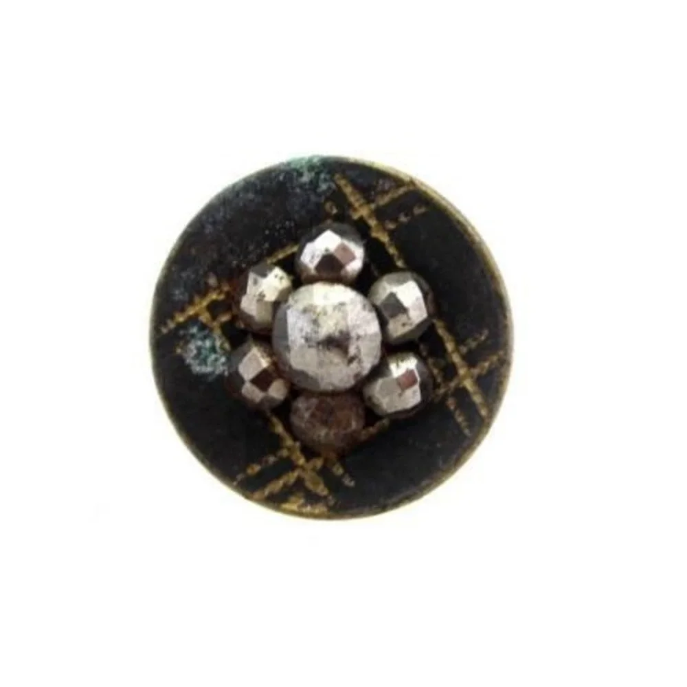 Antique Tiny Charming Cut Steel Old Silver Toned Design Vintage Collector Button